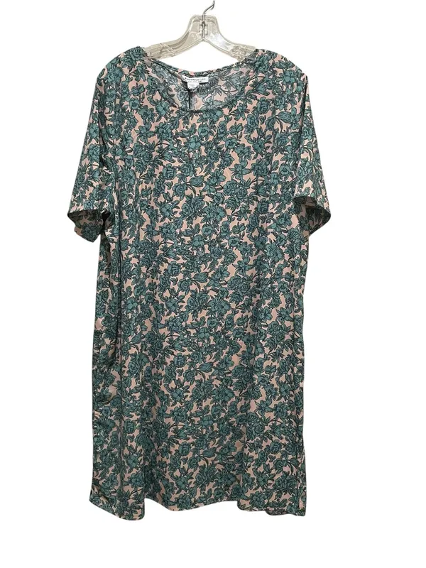 Glamorous Curve Floral Shift Dress Green Pink Womens Size 18 Short Sleeve NWT - Image 2