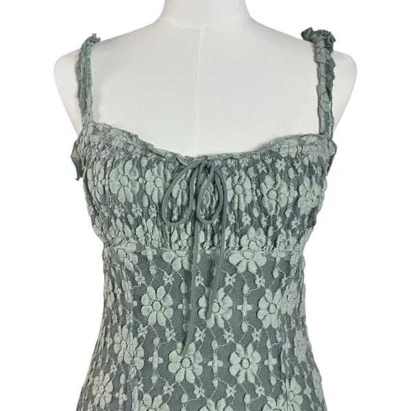 Free People Ethereal Dainty Romantic Lucinda Lace Midi Dress Lilypad Jade Small - Image 8