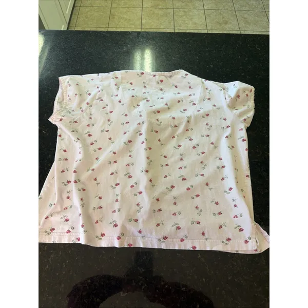 Oscar De La Renta Pajama Top Sz XL Pink Floral Cottage Core Top Only - Image 8