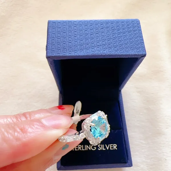 925 sterling silver blue diamond 💎 diamond ring 💍 no box - Image 7
