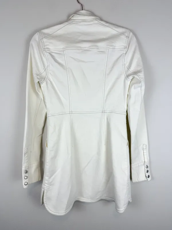 NWT Free People Dynomite Denim White Long Sleeve Mini Shirt Dress Size‎ XS - Image 4