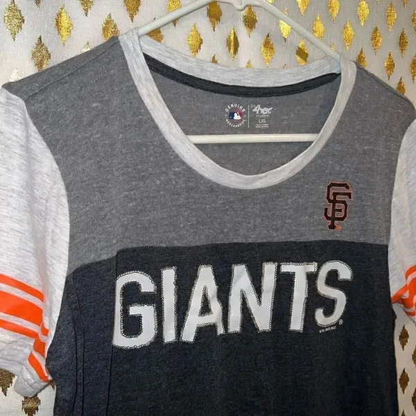 Women’s 4 her San Francisco Giants sequined T-shirt baseball MLB size L - Image 2