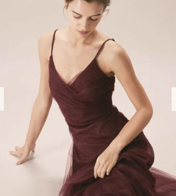 RIHOAS The Wine Red V Neck Mesh Wrap Maxi Dress 04 - Image 4