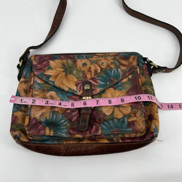 Patricia Nash Avellino Fresco Bouquet floral Italian Leather Crossbody Bag retro - Image 4