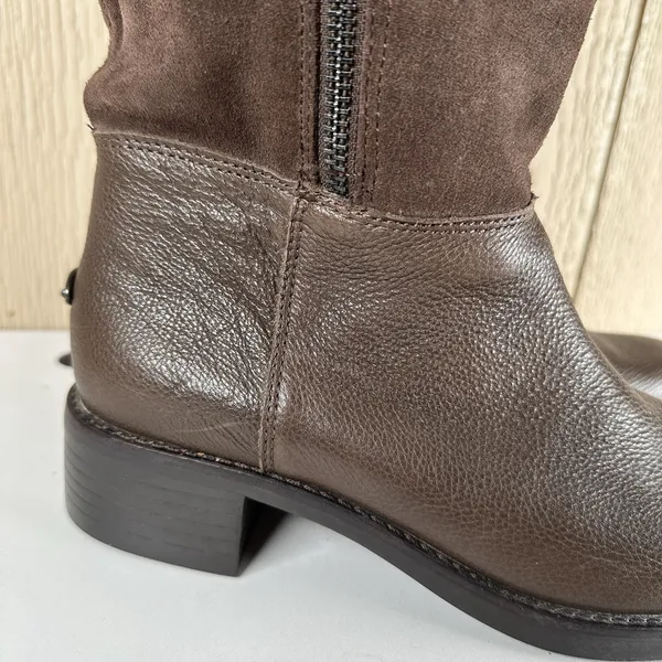 Coach Bailey Brown Leather/Suede Side Zip Mid Calf Boots Size 8B Shearling Lined - Image 2