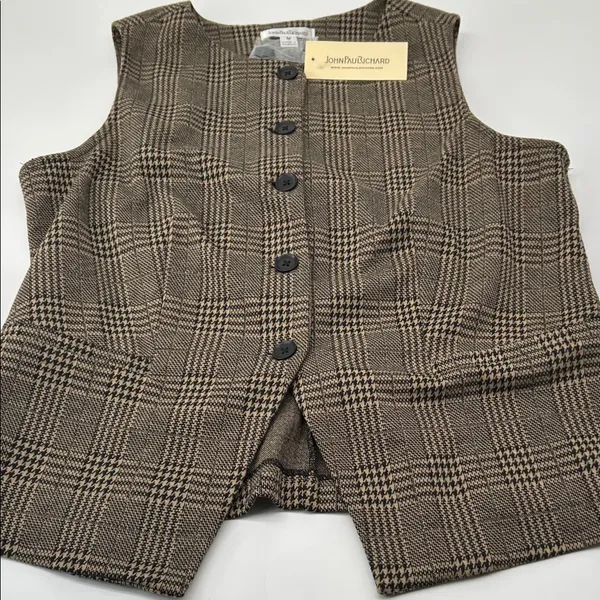 JohnPaulRichard Brown Plaid Blouse Size M - Image 16