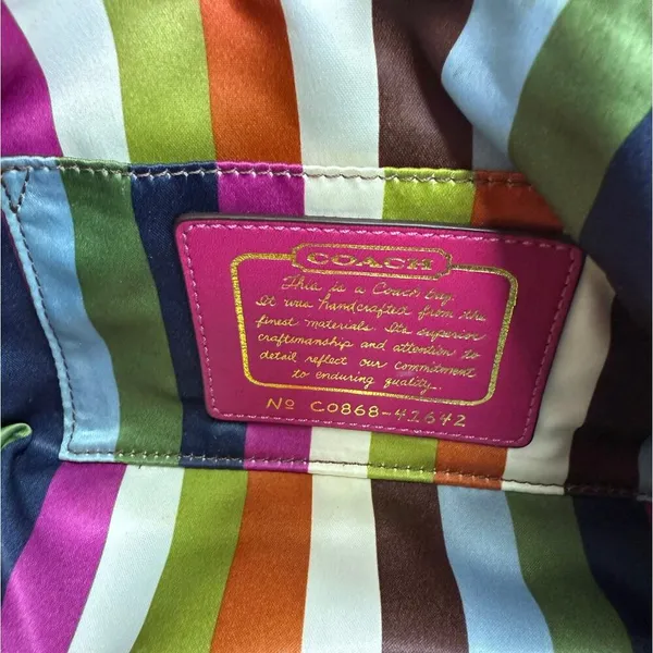 y2k COACH Legacy Stripe Signature Canvas Mini Purse Shoulder Bag Wristlet - Image 7