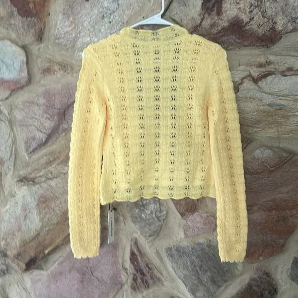 Commense Tie-Front Crochet Knit Cardigan size xs - Image 5