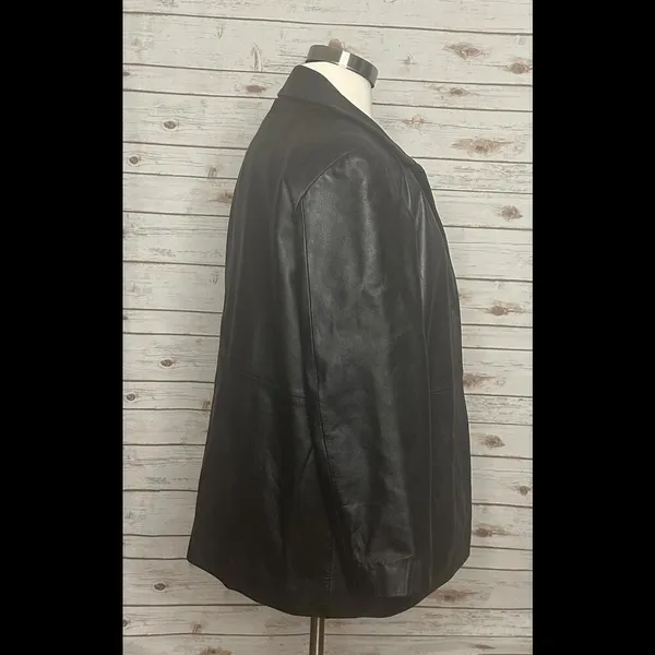 London Fog mob wife black leather jacket Size Large - Image 5