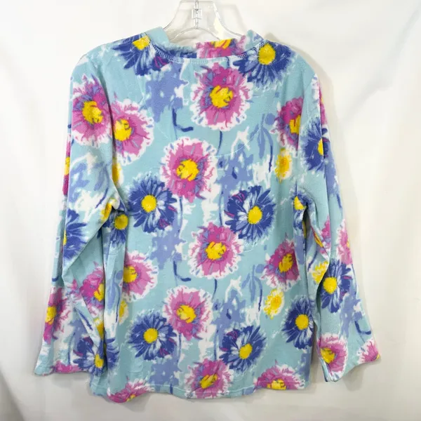 Mayfair Medium Pajama Set Floral Fleece Blue Pink Watercolor‎ Vivid NWT Gift 515 - Image 9
