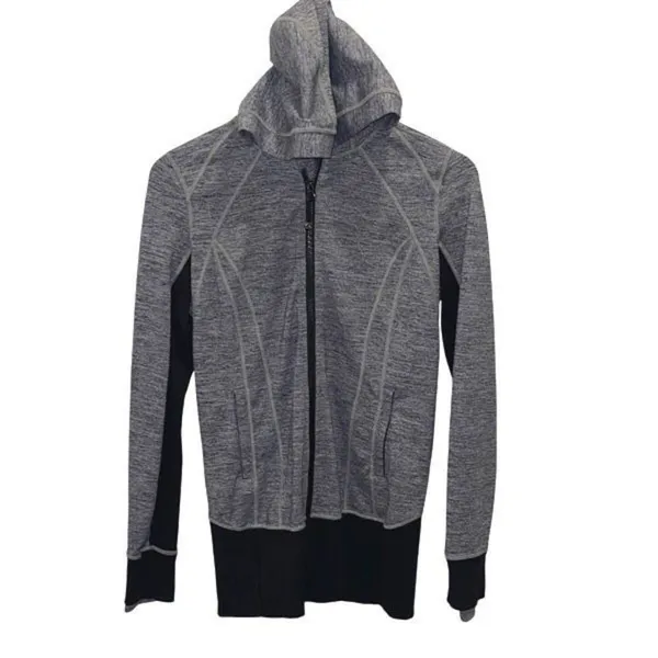 Lululemon Athletica Womens Daily Practice Zip Up Hooded Jacket Gray Black Size 8 - Image 2