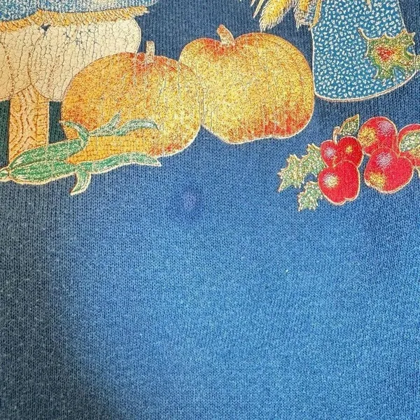 Vintage fall scarecrow sweatshirt made in‎ USA 2X fall pumpkins cat see photos - Image 6