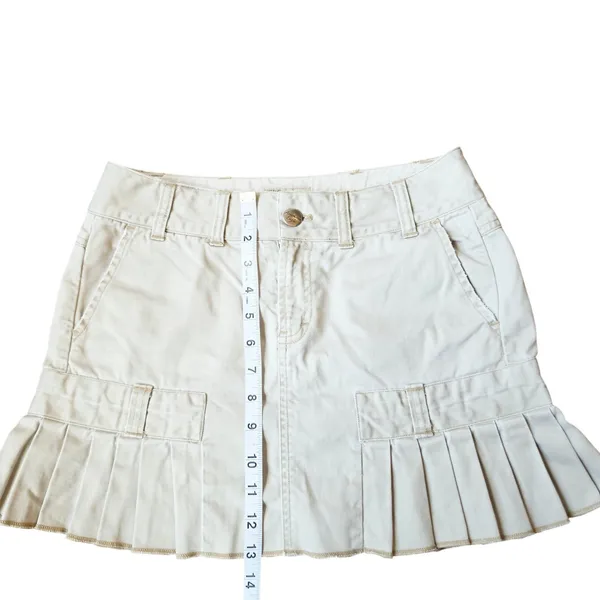 American Eagle‎ Khaki Pleated Cargo Mini Skirt Tan Vintage Y2K Low Rise Size 2 - Image 6
