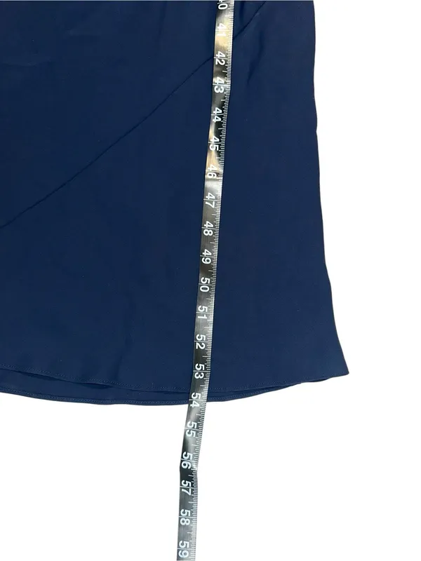 Aritzia TEN Klea One Shoulder Cowlneck Navy Matte Satin Midi Dress MEDIUM - Image 8