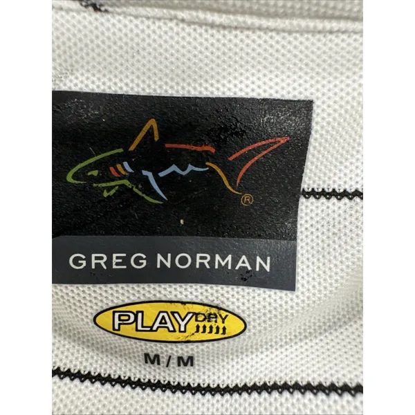Greg Norman Play Dry Golf Polo Shirt White Black Stripe Women’s Medium NWT - Image 7