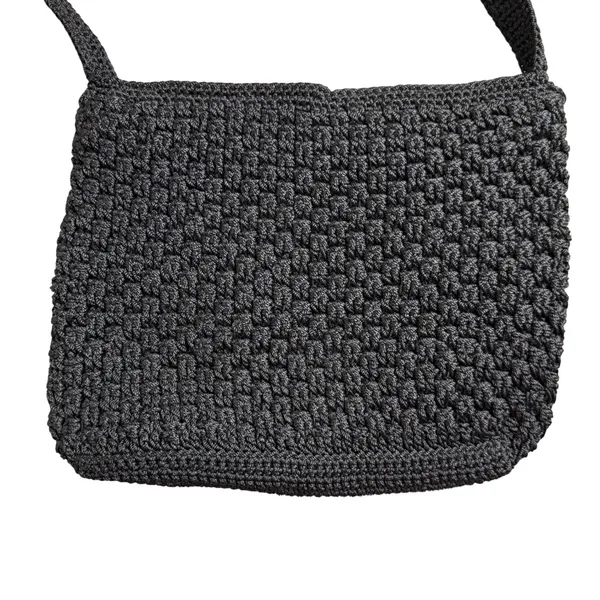 The Sak Crochet Shoulder Bag Womens‎ Medium Black Woven Boho Zipper Purse - Image 5