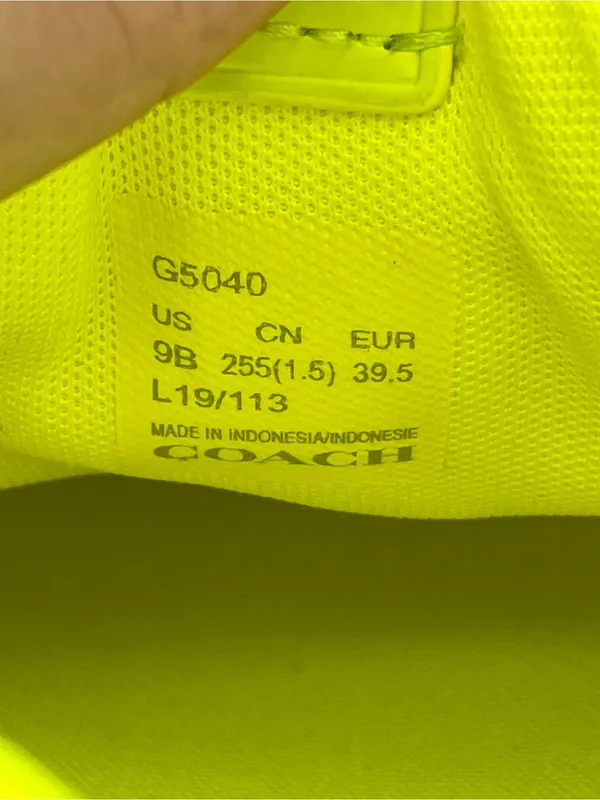 Coach lowline low top leather women’s sneakers G5040 light beige/neon green - Image 12