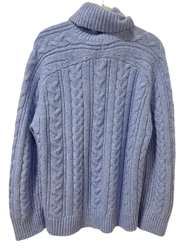 Abercrombie & Fitch Cable-Knit Turtleneck Sweater M Periwinkle Blue - Image 4