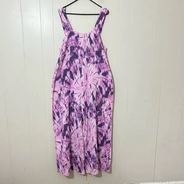 SHOW ME YOUR MUMU Summerland Jumpsuit Size L Purple Tie Dye Wide Leg Boho Resort - Image 2