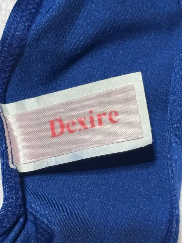 Dexire XS3006 Blue Ruched Bralette Crop Top with Gold Hardware Size S - Image 3