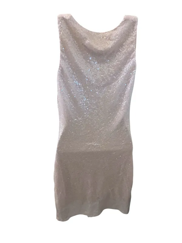 Club L London Cowl Neck Sequin Mini Dress Sleeveless Blush Pink 6 FLAWS - Image 10