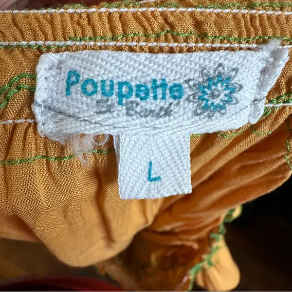 Poupette St. Barth Yellow Embroidered Off Shoulder‎ Smocked Resort Mini Dress - Image 8