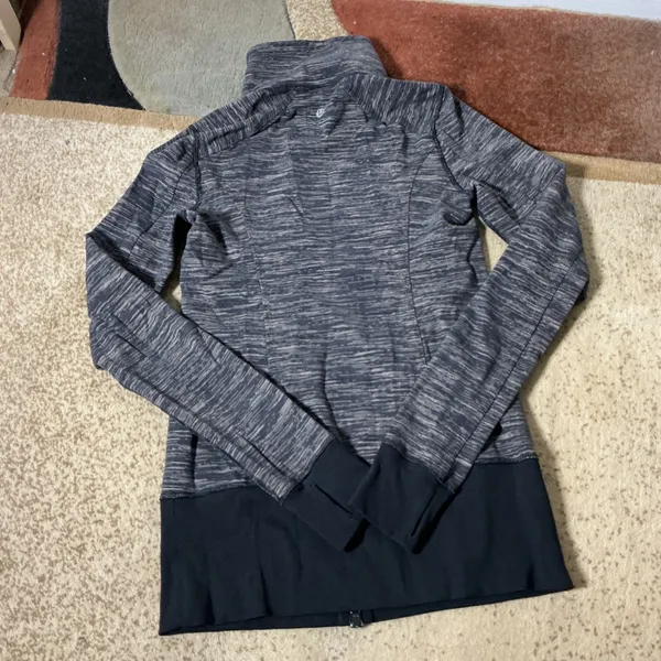 Lululemon Nice Asana Jacket Women 6 Black Space Dye Full Zip Luon W4D44S - Image 6