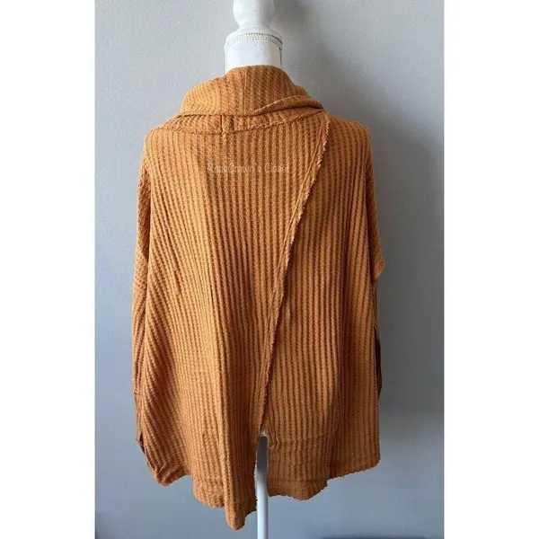 Free People NWT Women Large Orange Knit Sweater Top Lagenlook Boho Fall Cottage - Image 6