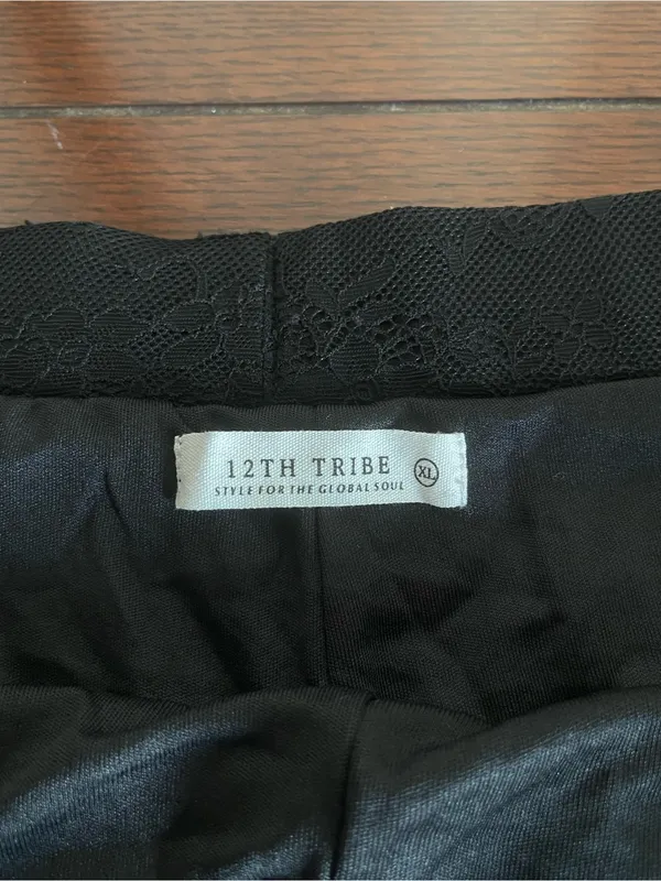 12th Tribe Black Lace Wide-Leg Pants - Image 2