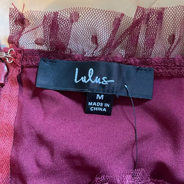 Lulu’s Sweetheart Burgundy Bustier Tulle Tier Polka Dot Cocktail Party Dress NWT - Image 8