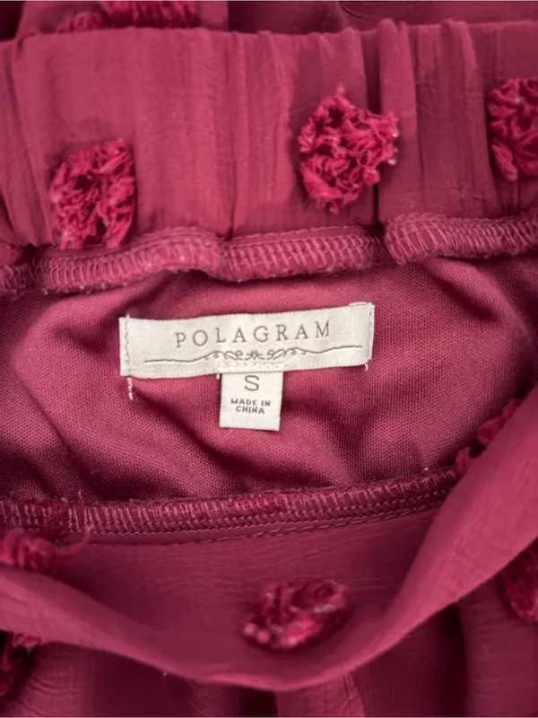 Polagram Midi Skirt in deep Red Bubble detail size Small pull on Sunday church - Image 3