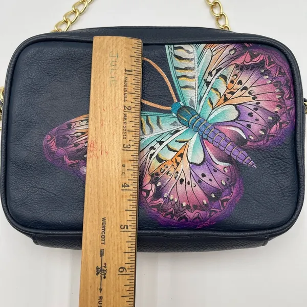 New Anuschka Hand Painted Leather RFID Camera Crossbody Bag Magical Wings - Image 10