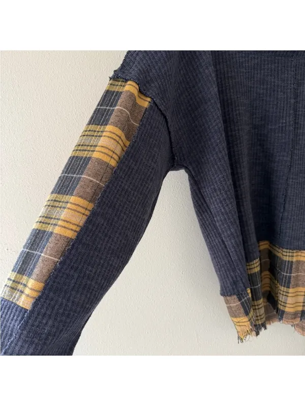 Oli & Hali Grunge Oversized Indie Sleeze Plaid Patchwork Thermal Blouse small - Image 10