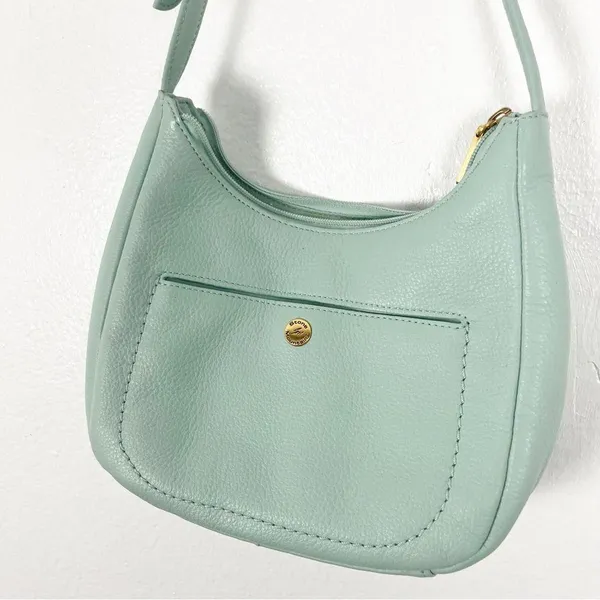 STONE MOUNTAIN Green Soft Leather Adjustable Strap Zipper Closure Shoulder Bag - Image 11