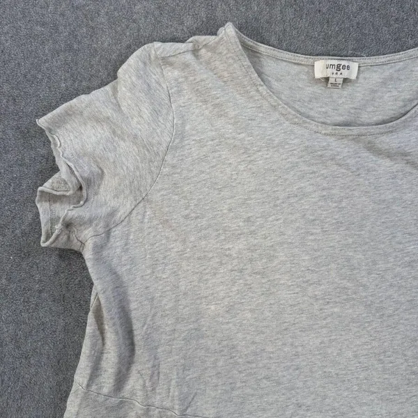 Umgee Short Sleeve Cut Off Tee Shirt Women's Large Linen Blend High Low Top - Image 2