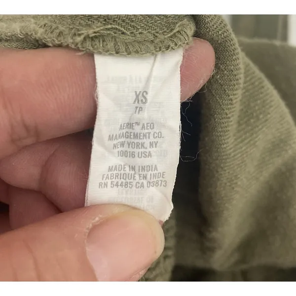 Aerie Olive Cotton Smocked Romper XS Pockets Cami - Image 15