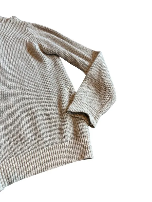 L.L. Bean Zip-Down Cardigan Sweater Ribbed Stretch Light Grey Size Large Women's - Image 5