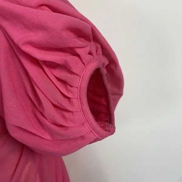 Oh Polly Hot Pink Stretch Bodycon Long Sleeve Ruched Party‎ Mini Dress Size 4 - Image 4