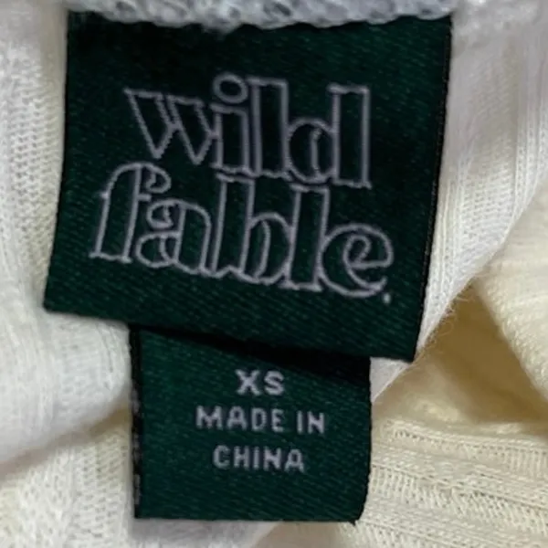 Wild Fable White Ribbed Knit Scoop Neck Short Sleeve Henley Crop Top Size XS - Image 3