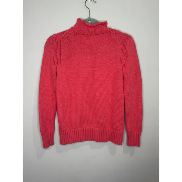 J Crew Always XXS Pink Roll Neck Oarsman Fisherman Knit Sweater Cotton Bl Cozy - Image 2