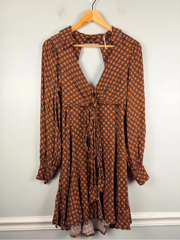 Free People It Takes Two Sleeve Mini Dress in Night Combo size Medium - Image 3