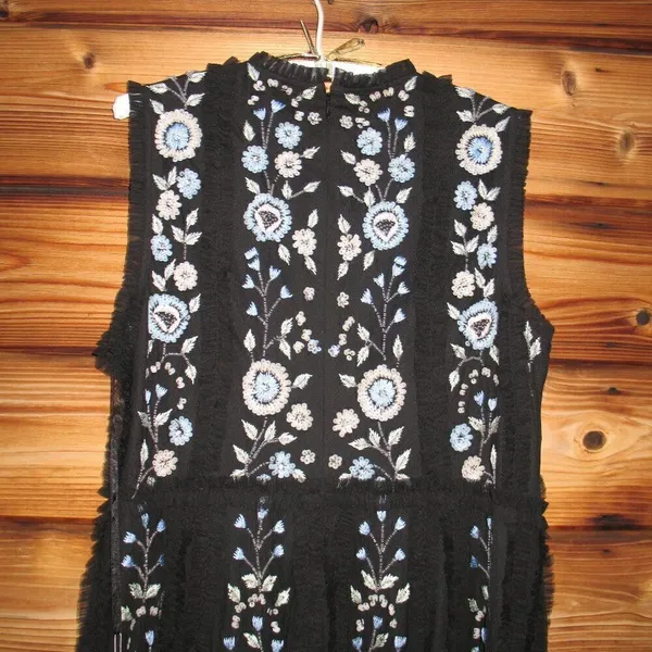 Mac Duggal 9135 Womens Black Sleeveless High Neck Embroidered Mini Dress - Image 11