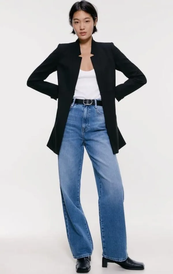 Zara Outerwear Inverted Lapel Frock Coat Blazer BLACK NEW - Image 4