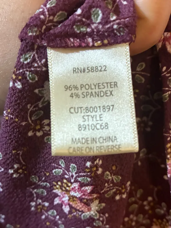 Max Studio Plum Floral Smocked Waist Tiered Ruffle V-Neck Boho - Image 5