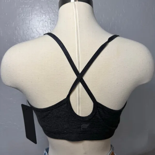 Fabletics Cozy Heather Strappy Sports Bra Black Medium Activewear Yoga Workout⁠ - Image 2