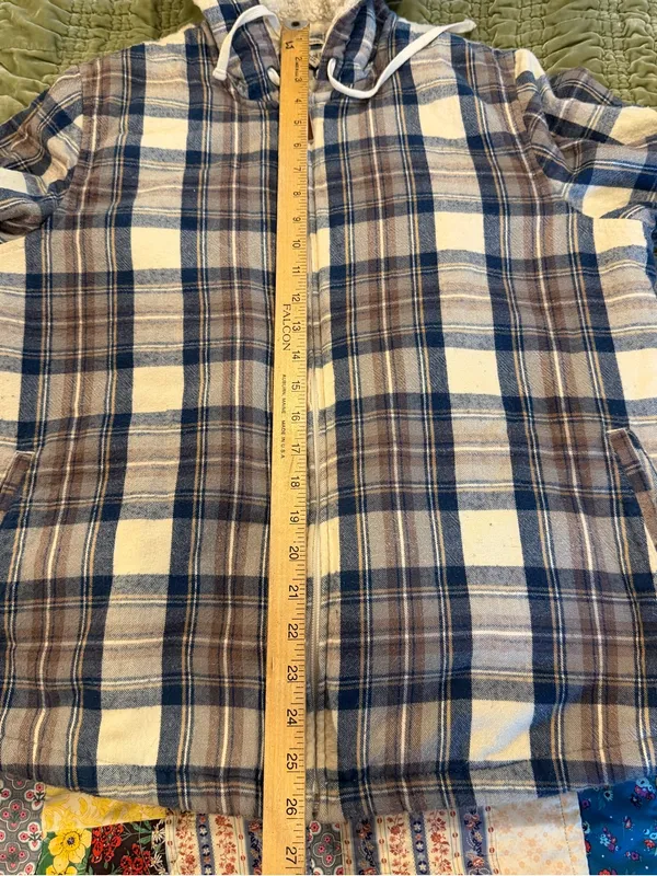 L.L.Bean Women's L Sherpa-Lined Plaid Flannel Hoodie Jacket Full Zip Cozy Layers - Image 11