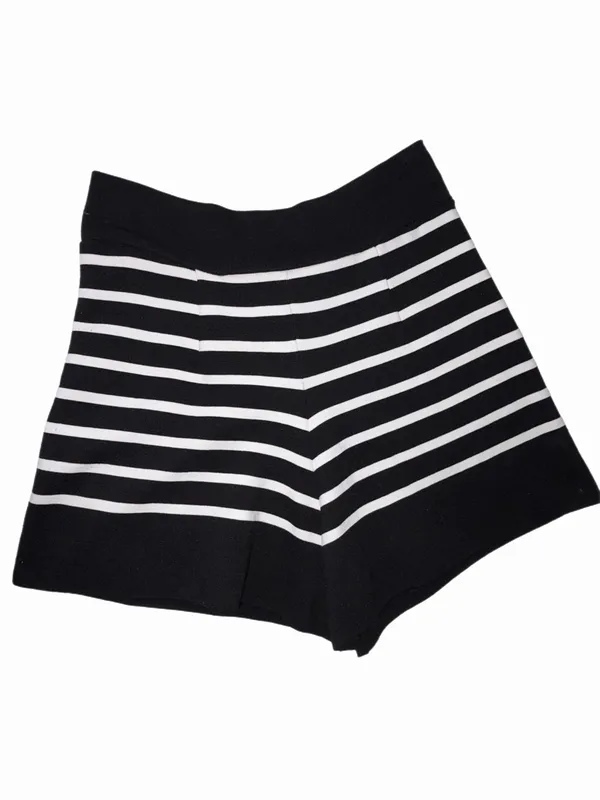 ZARA Black & White Striped Women’s Stretch Knit Pull-On Shorts Small - Image 2