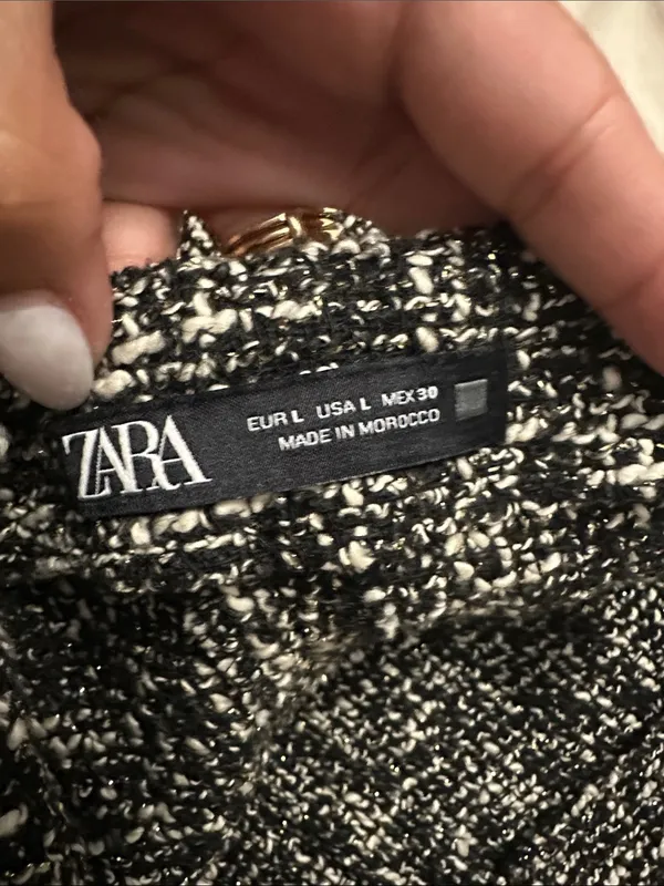ZARA Black and White Tweed High-Waist Women’s Shorts - Image 2