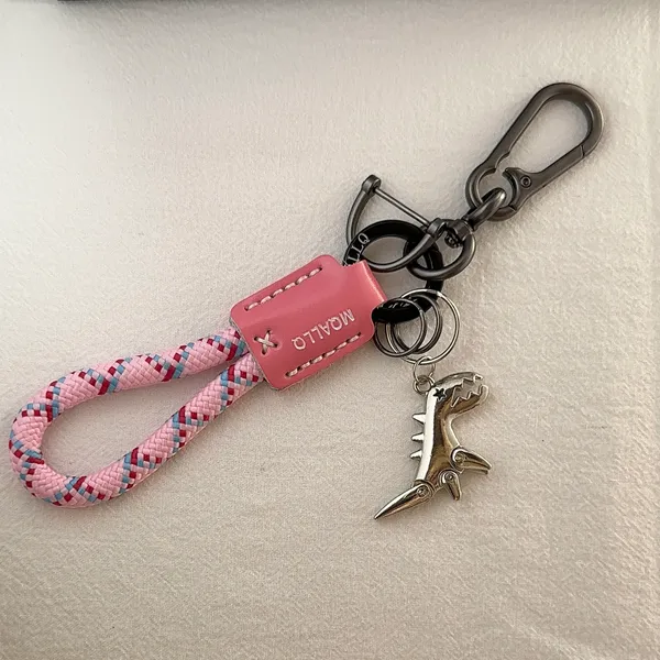 Dinosaur Car Keychain for Men Women Braided Rope Carabiner Keychain Bag Charm - Image 2