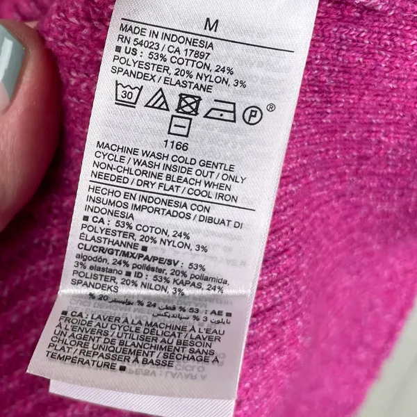 Old Navy V-Neck Melange Shaker Stitch Cocoon Pullover Sweater Berry Pink Medium - Image 8